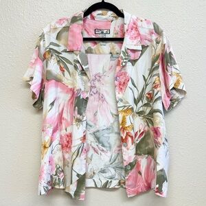 Caribbean Joe Women’s Hawaiian Shirt Size XL Pink, White, Green